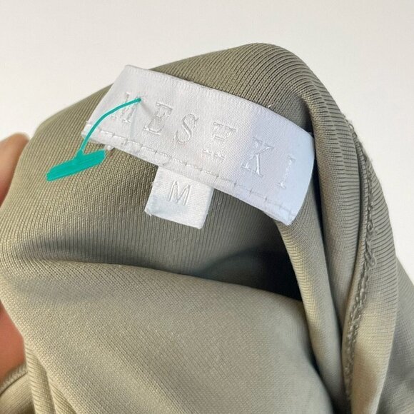 Meshki Jhene Tank Midaxi Dress Moss Green M Lined Square Neck Stretch Sleeveless - Picture 3 of 8